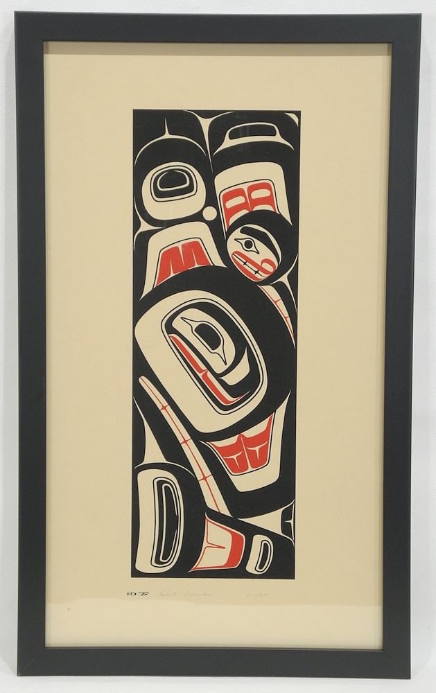 Serigraph signed & Monogrammed Robert Davidson, 17 x 19 1/2", "Killer Whale".: Serigraph signed & Monogrammed Robert Davidson, 17 x 19 1/2", "Killer Whale".