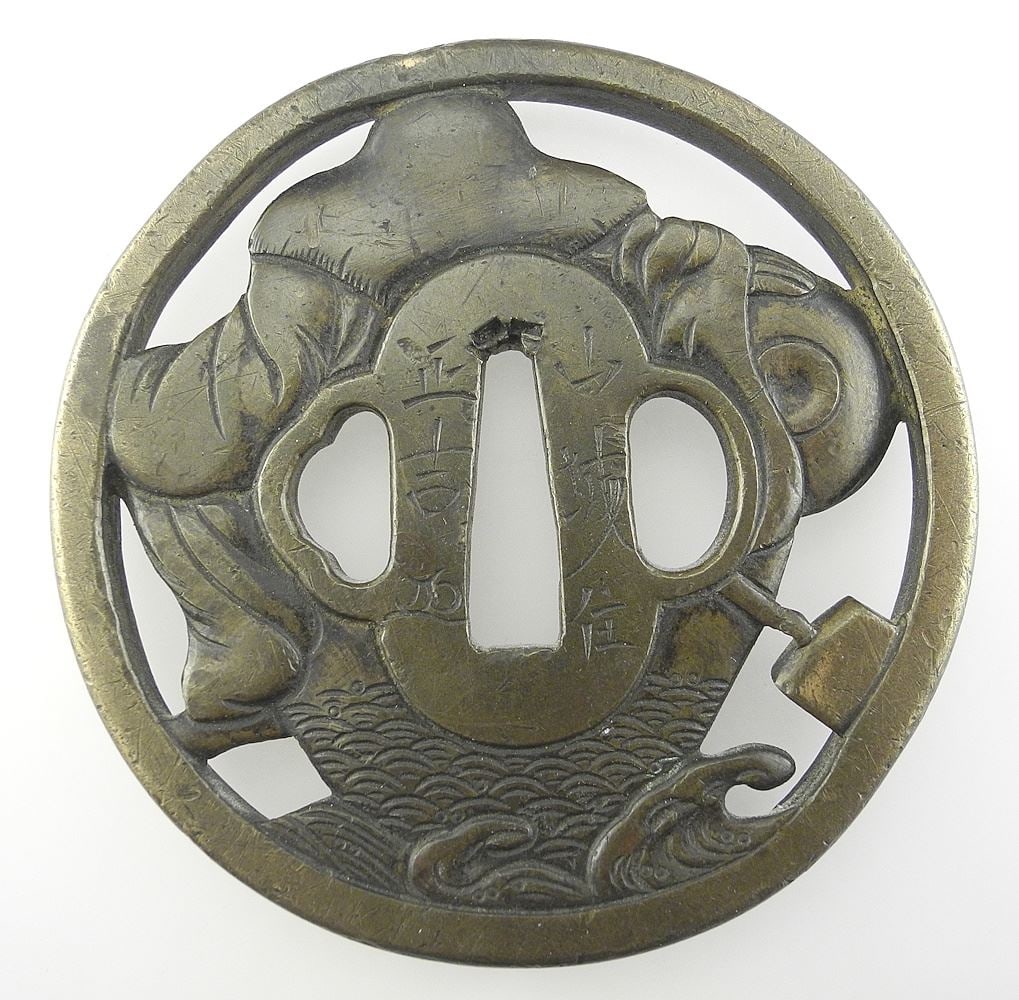Japanese Bronze "Daikoku" Tsuba, 3 3/8" Diameter, 188g. (1 of 4)