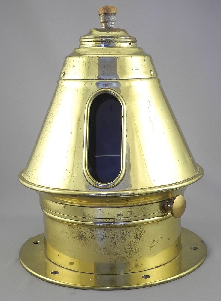 John E. Hand & Sons USA Brass Compass Binnacle, 12 3/4 x 10" Diam. (1 of 5)