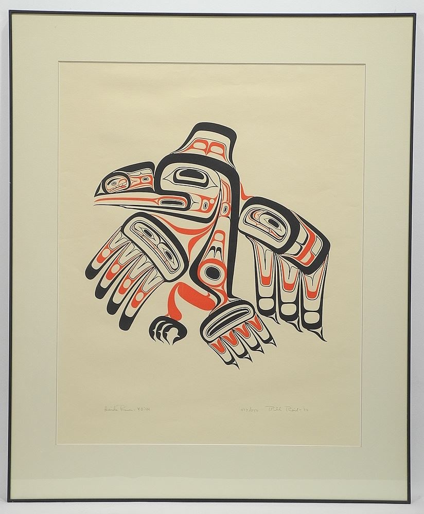 Serigraph signed Bill Reid'72, 24 1/4 x 19 1/2", "Haida Raven" #413 /450. (1 of 8)