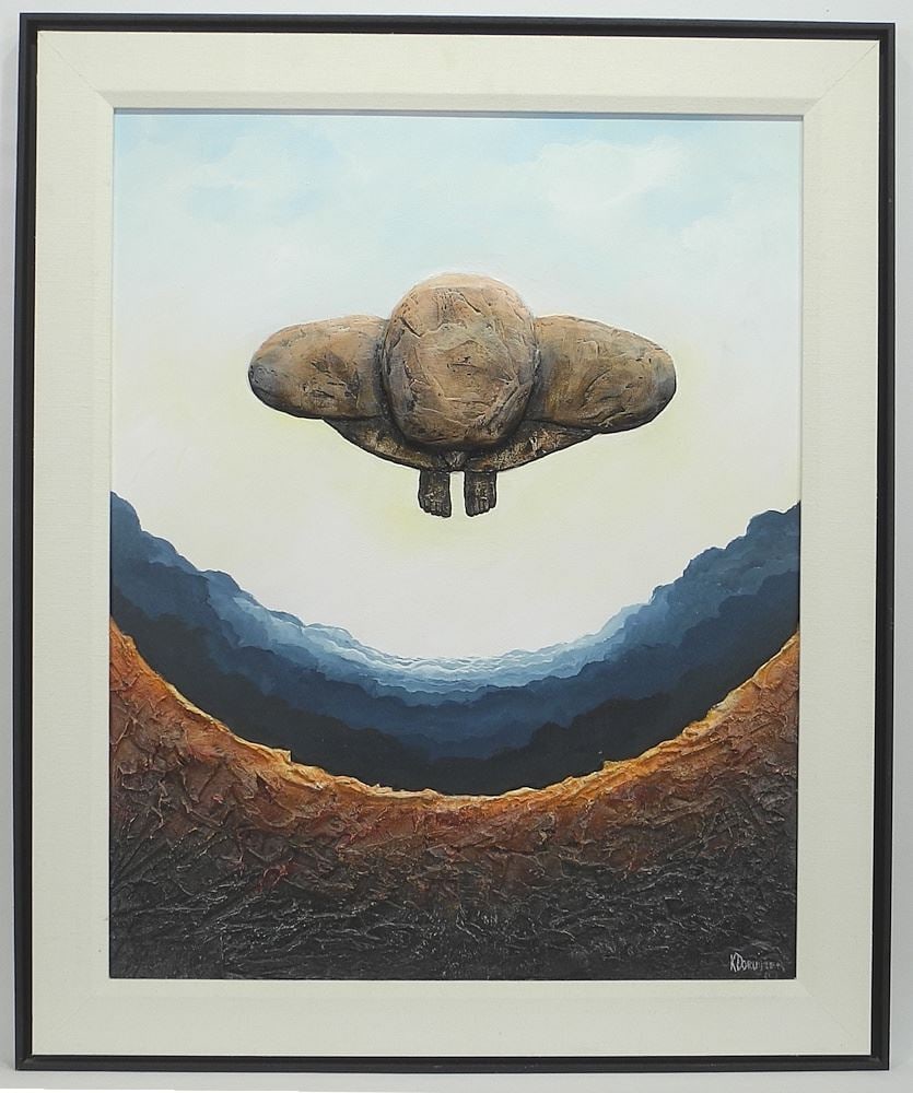 Mixed Media on Board signed K. (Karel) Doruyter, 30 x 24", "Resurrection".: Mixed Media on Board signed K. (Karel) Doruyter, 30 x 24", "Resurrection".