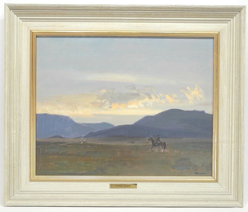 Oil on Board signed (Peter) Ewart, 15 1/2 x 19 3/4", "End of the Day, Cache Creek". (1 of 7)