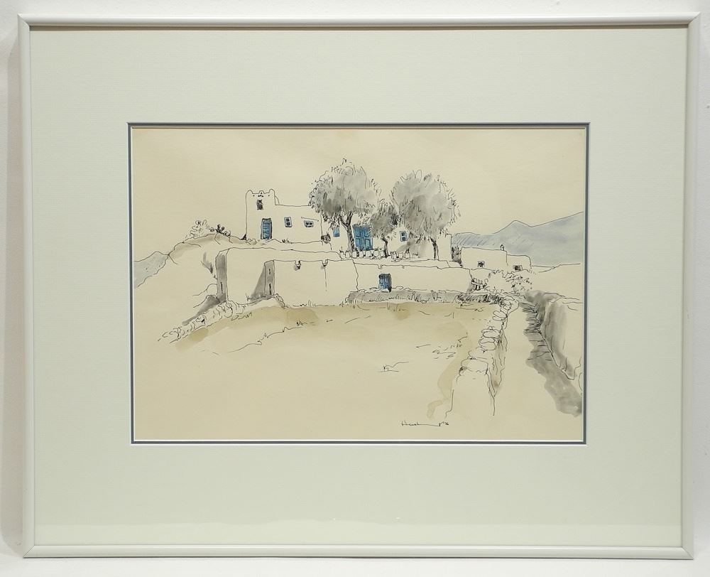 Two Drawings signed (Vicky) Husband 66' & 76', Larger 12 3/8 x 18 3/8", "Architectural Studies".: Two Drawings signed (Vicky) Husband 66' & 76', Larger 12 3/8 x 18 3/8", "Architectural Studies".