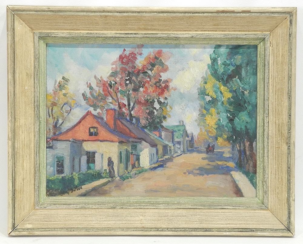 Oil on Canvas signed Beryl Butler, 9 1/8 x 12 1/4", "Morning Sketch Martin Village".: Oil on Canvas signed Beryl Butler, 9 1/8 x 12 1/4", "Morning Sketch Martin Village".