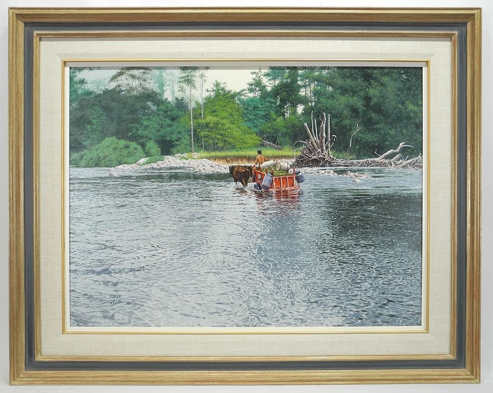 Oil on Masonite signed Donald Curley , 22 x 30", "The Road to Los Horquetas". (1 of 4)