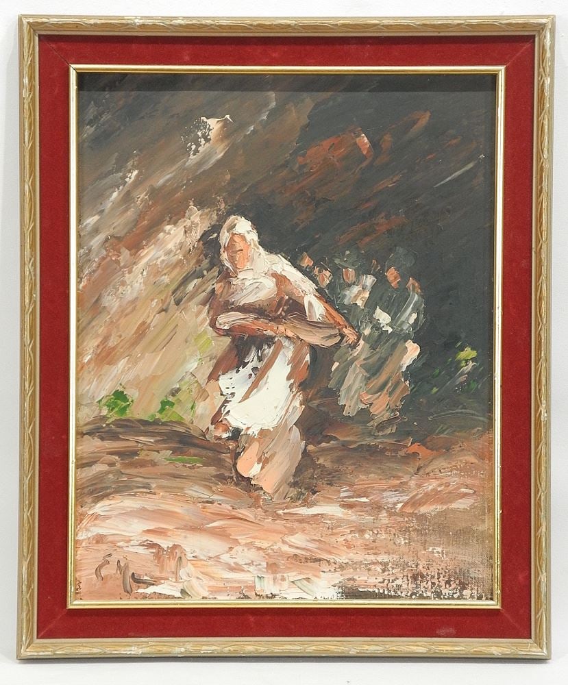 Oil on Board signed E. (Ernest) Marza, 16 x 12", "Robed Figure". (1 of 4)