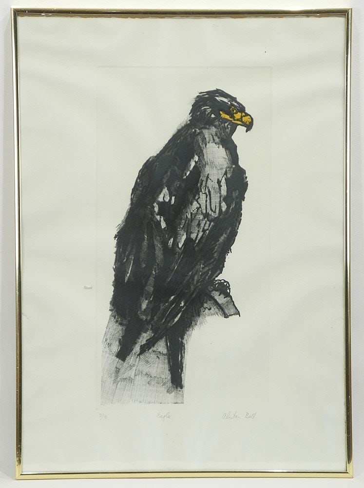 Lithograph signed Alistair Bell, 20 x 14 3/8", "Eagle" #5/15.: Lithograph signed Alistair Bell, 20 x 14 3/8", "Eagle" #5/15.