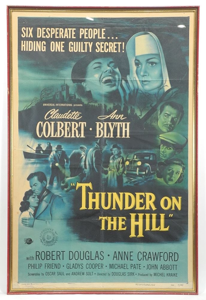1951 Universal Pictures Co. "Thunder on The Hill" Poster, 40 3/8 x 26 1/2 ".: 1951 Universal Pictures Co. "Thunder on The Hill" Poster, 40 3/8 x 26 1/2 ".