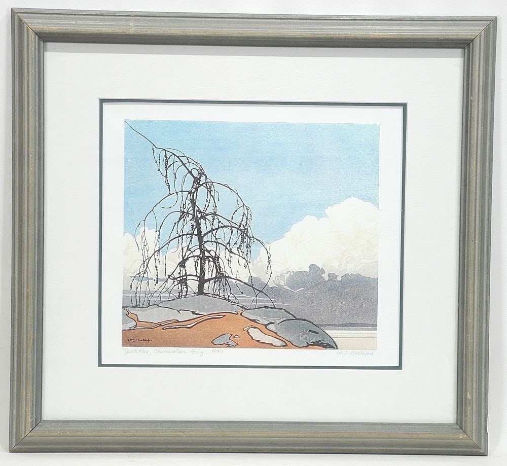 LEP After W.J.Phillips, 10 x 11 3/8" , "Jack Pine, Clear Water Bay 1940".: LEP After W.J.Phillips, 10 x 11 3/8" , "Jack Pine, Clear Water Bay 1940".