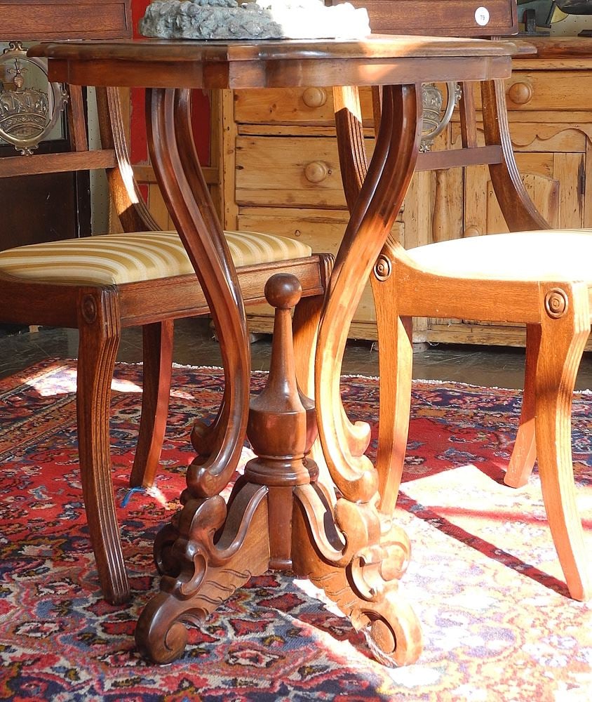 Teak Mahogany Parlour Table (29"h).: Teak Mahogany Parlour Table (29"h).