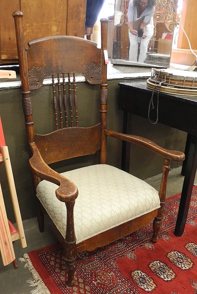 Late 19th C. Spindle Inset Armchair, 43 1/2"h.: Late 19th C. Spindle Inset Armchair, 43 1/2"h.
