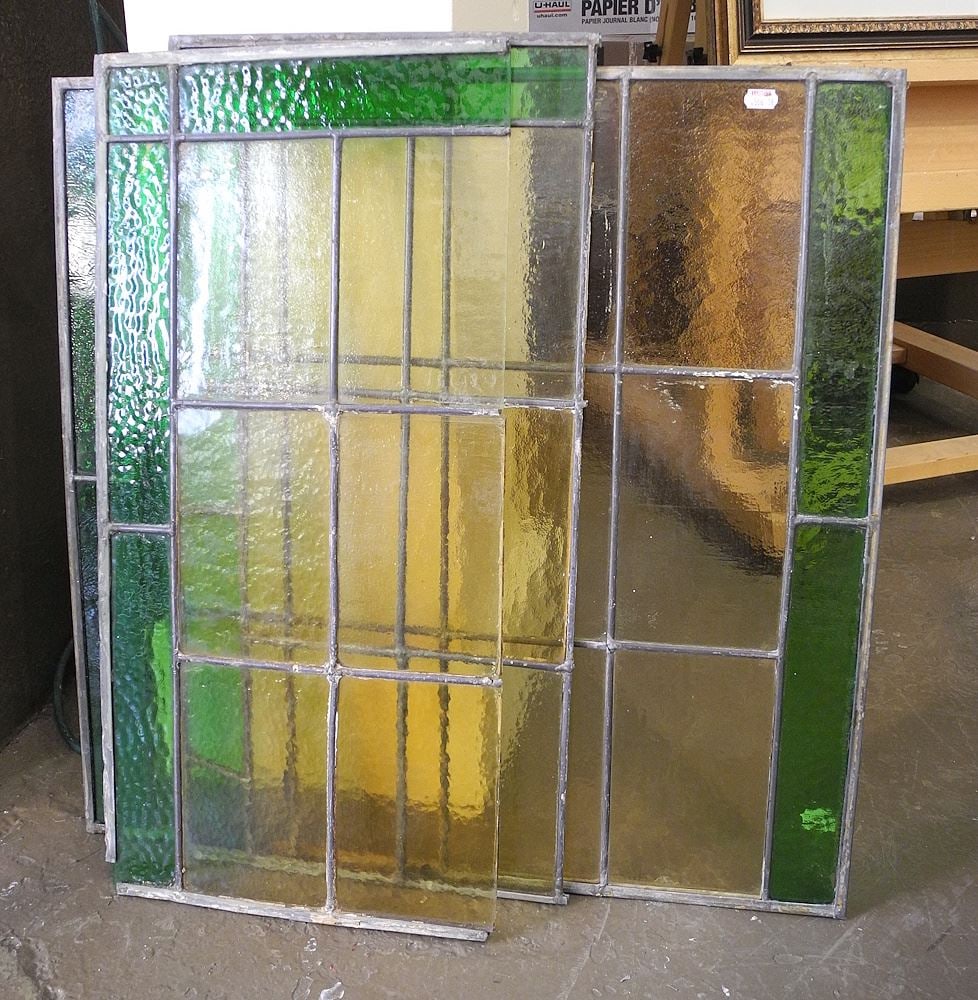 Two Stained Glass Window Panels, Approximately 25 x 24" (one split requires repair). (1 of 1)
