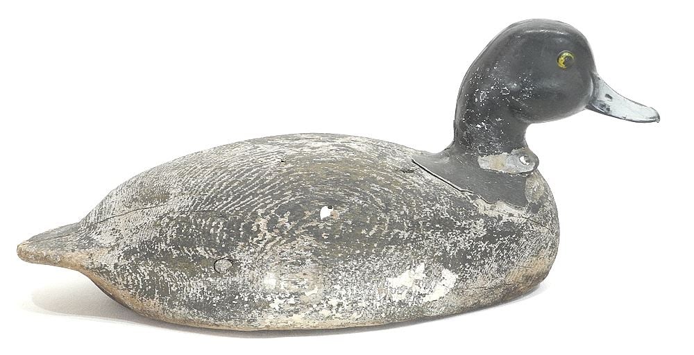 Working Duck Decoy with Celluloid Head, 13"L.: Working Duck Decoy with Celluloid Head, 13"L.