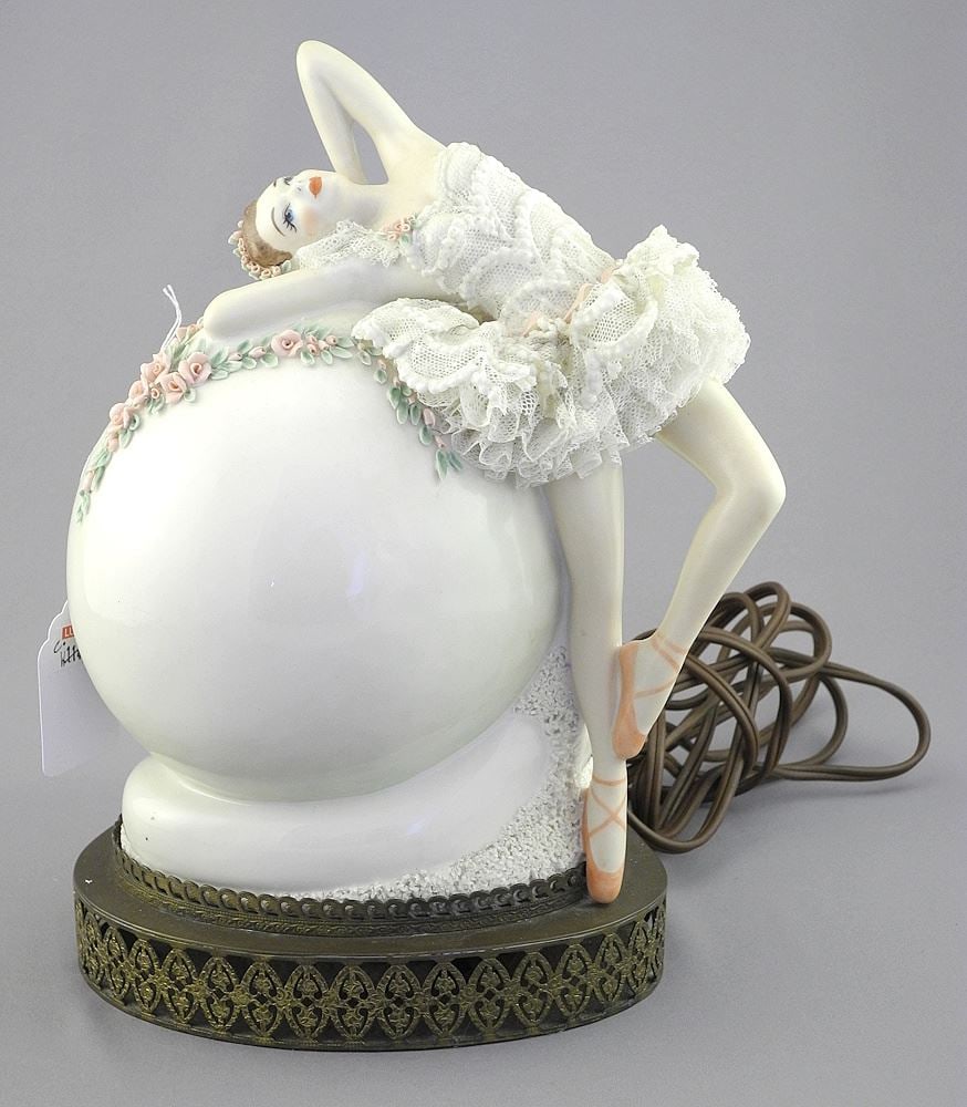 Ceramic Ballerina Bedside Lamp, Marked Dynes, 9 1/8"h.: Ceramic Ballerina Bedside Lamp, Marked Dynes, 9 1/8"h.