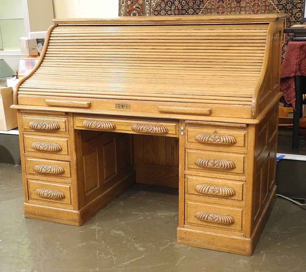 Golden Oak Rolltop Desk, 50"h. (1 of 7)