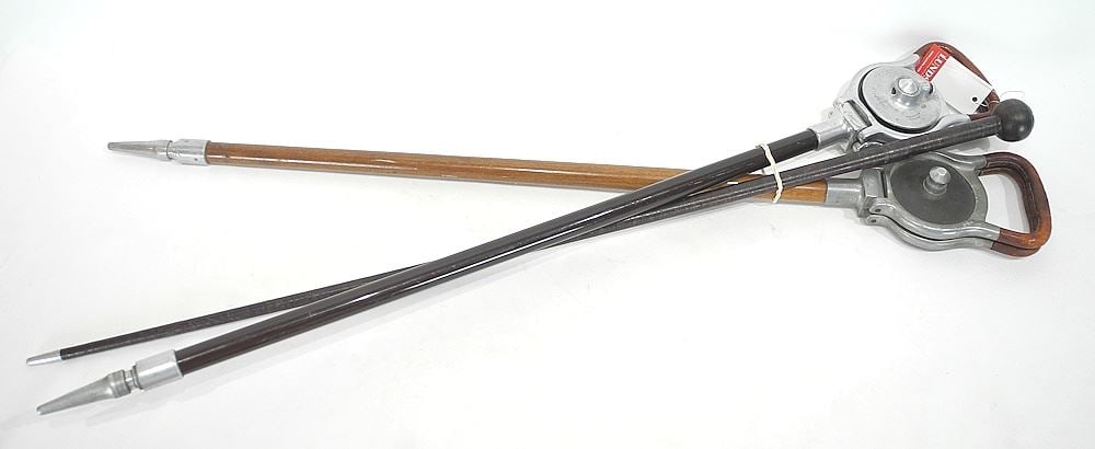 Two "Elite" Shooting Sticks & a Leather Swagger Stick, 34 & 35 1/2"L (1 of 3)