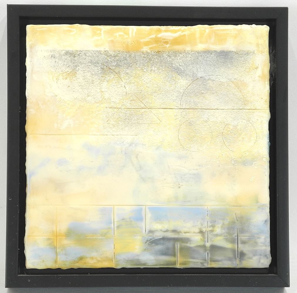 Mixed Media on Board signed Marilyn Wallace Verso, 10 x 10", "Mist on the Grand Canal" 2014.: Mixed Media on Board signed Marilyn Wallace Verso, 10 x 10", "Mist on the Grand Canal" 2014.