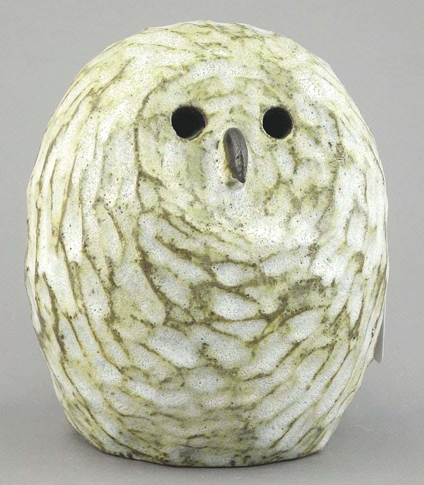 Stoneware Owl Monogrammed TK (Thomas Kakinuma), 5 3/4"h. (1 of 3)