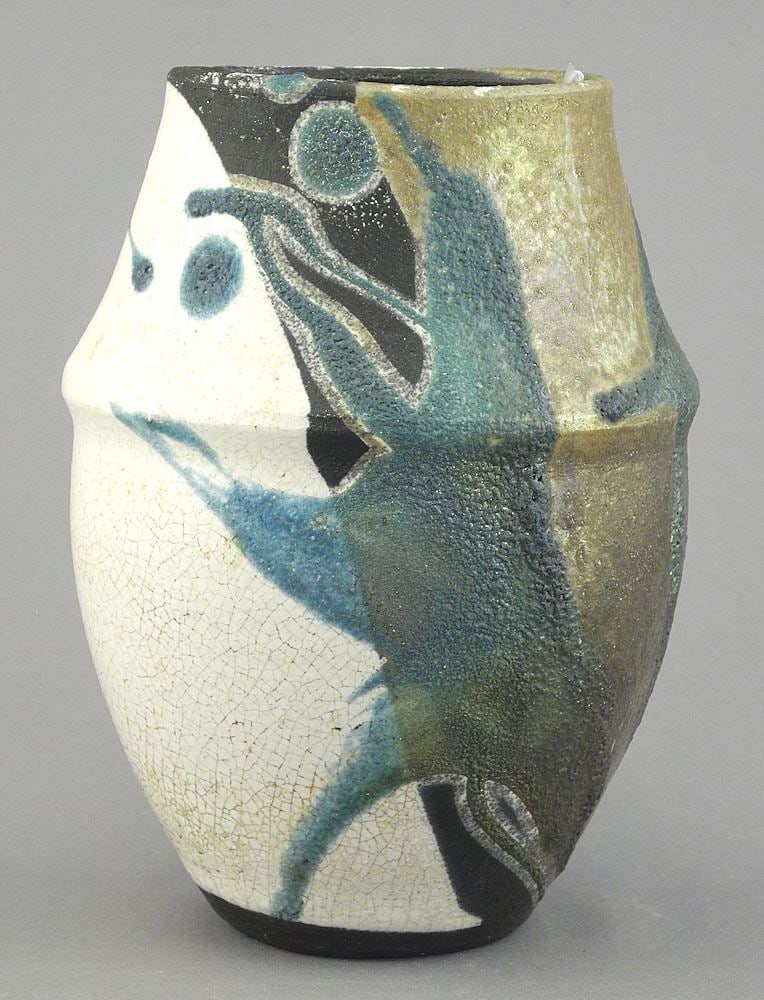 Raku Vase signed (Tony) Evans, 6 1/8"h. (1 of 3)