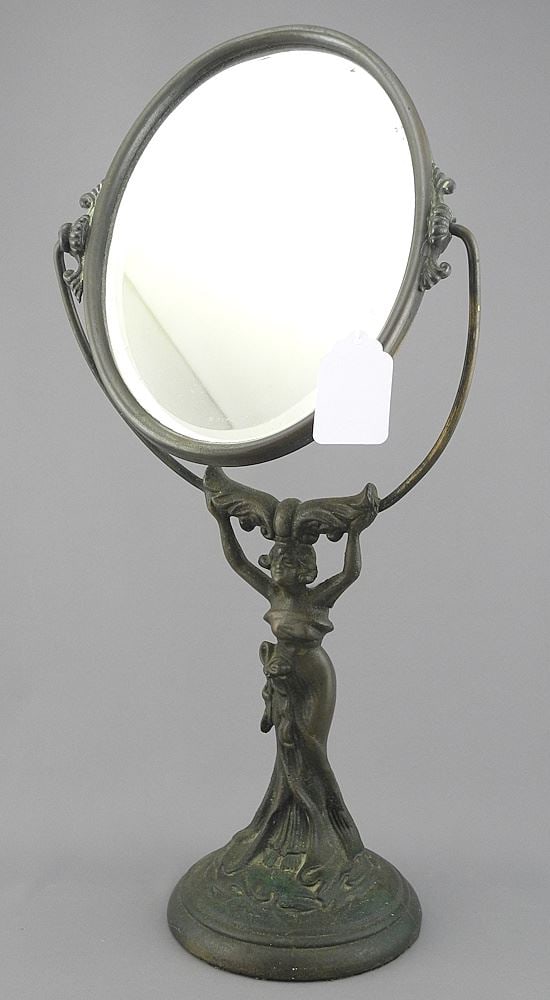 Vintage Figural Copper Alloy Dresser Mirror, 16 1/2"h. (1 of 2)