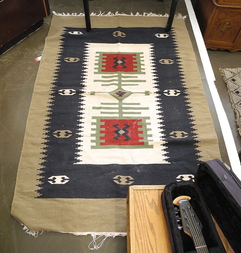 Kilim Carpet (apx.46 x 71") with 3 Flatweave Panels. (1 of 4)