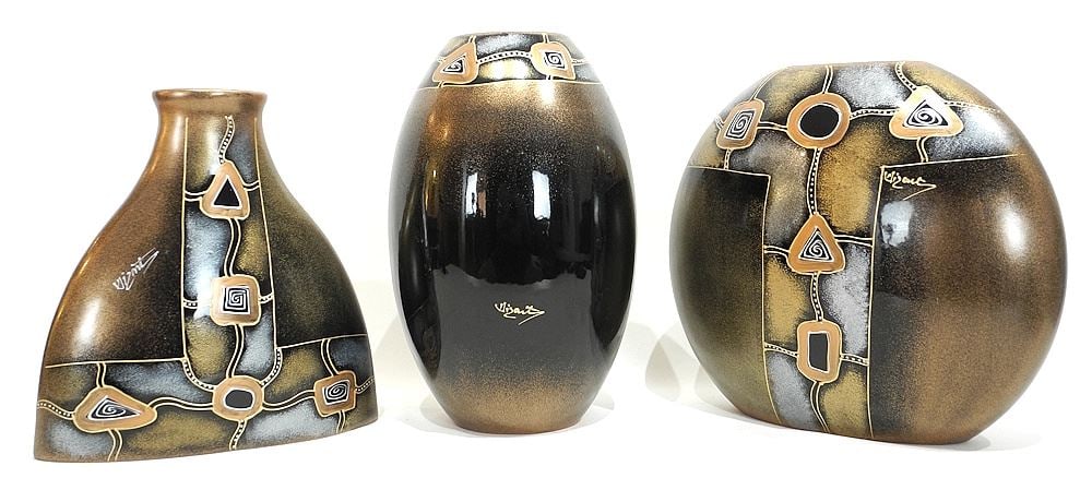 4 Romanian Ceramic Vases. 10-12"h.: 4 Romanian Ceramic Vases. 10-12"h.