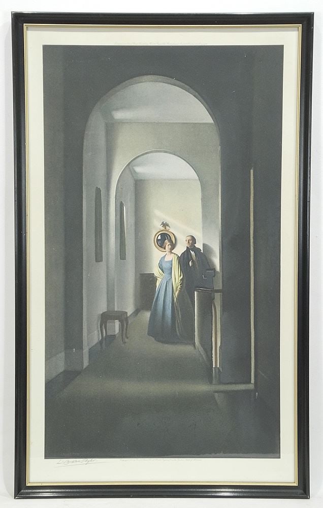 Lithograph signed L. Campbell-Taylor , 25 x 14 3/4", "The Corridor" 1924. (1 of 3)