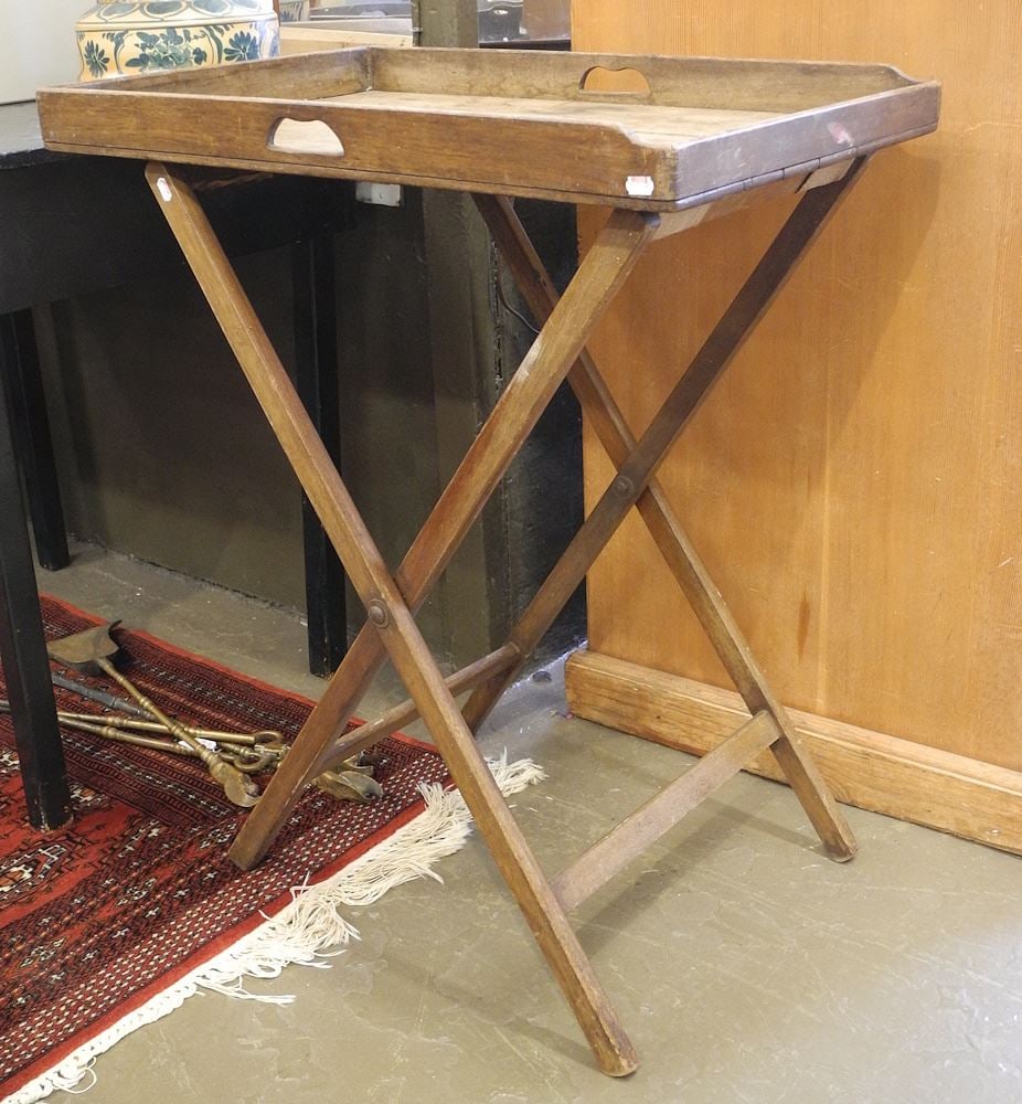 19th C. Mahogany Butlers Tray Table. (1 of 2)