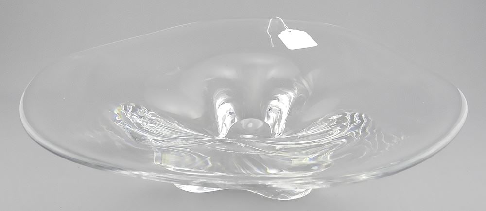 Orrefors Nils Landberg Crystal Bowl C.1958 Model 3516/2, 12 3/4"w. (1 of 4)