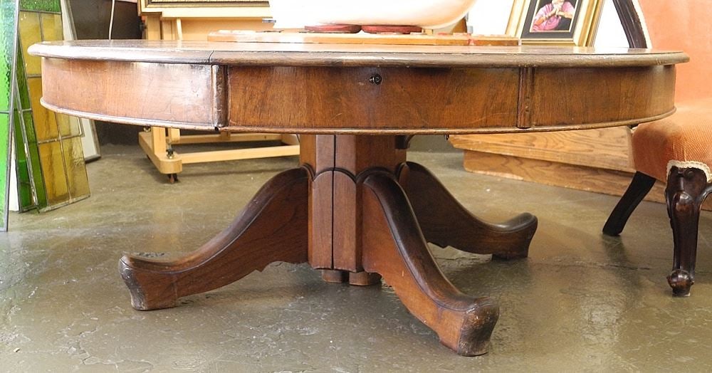 Early 20th C. Walnut Low Table, Height Reduced. - (1 of 2)