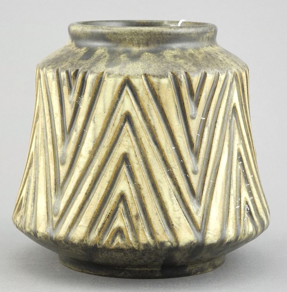 Lovemose Denmark Pottery Vase with DIFA Label, 4 3/4"h. (1 of 2)