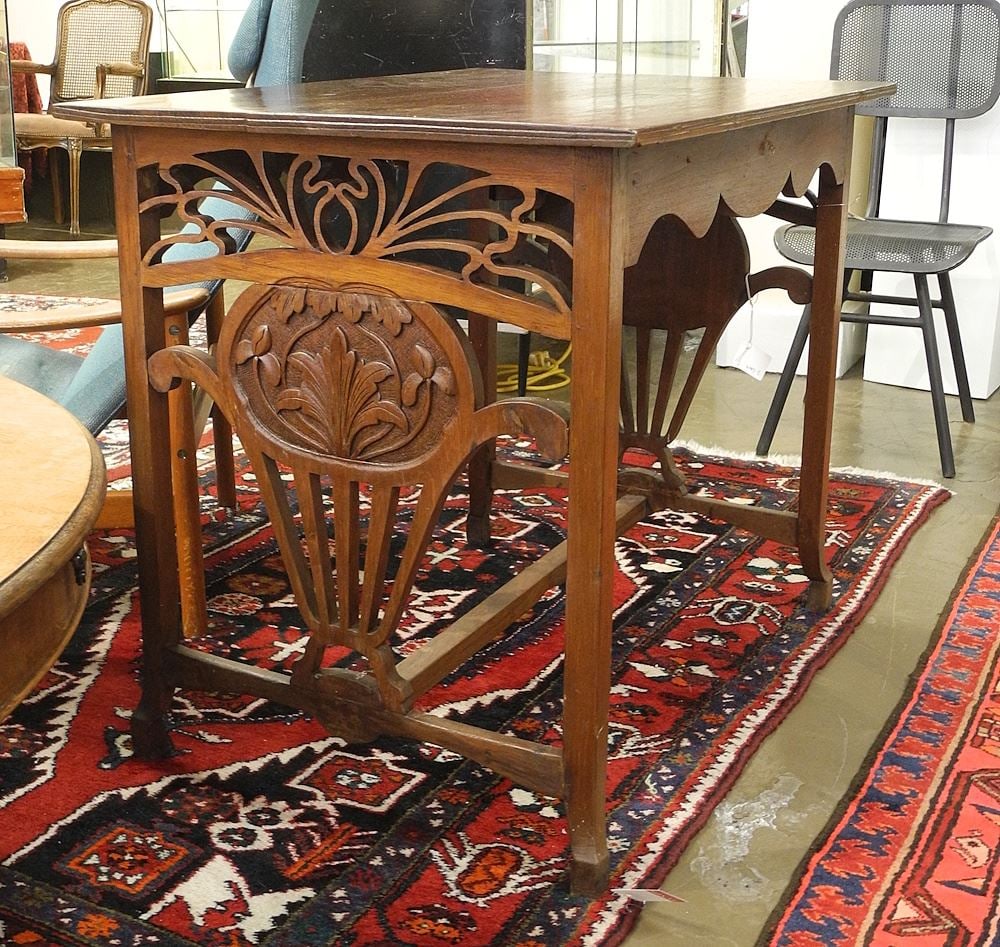 C.1900 Art Nouveau Influence Writing Table, 29 1/2"h.: C.1900 Art Nouveau Influence Writing Table, 29 1/2"h.