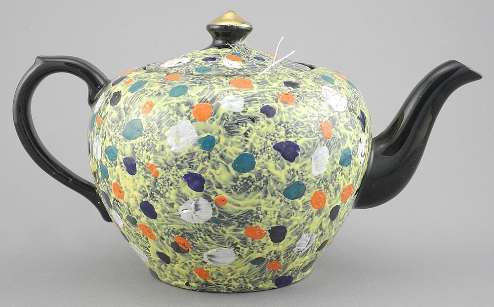 Hand Enameled 1940's Arthur Wood Teapot, 5 1/8"h. (1 of 3)