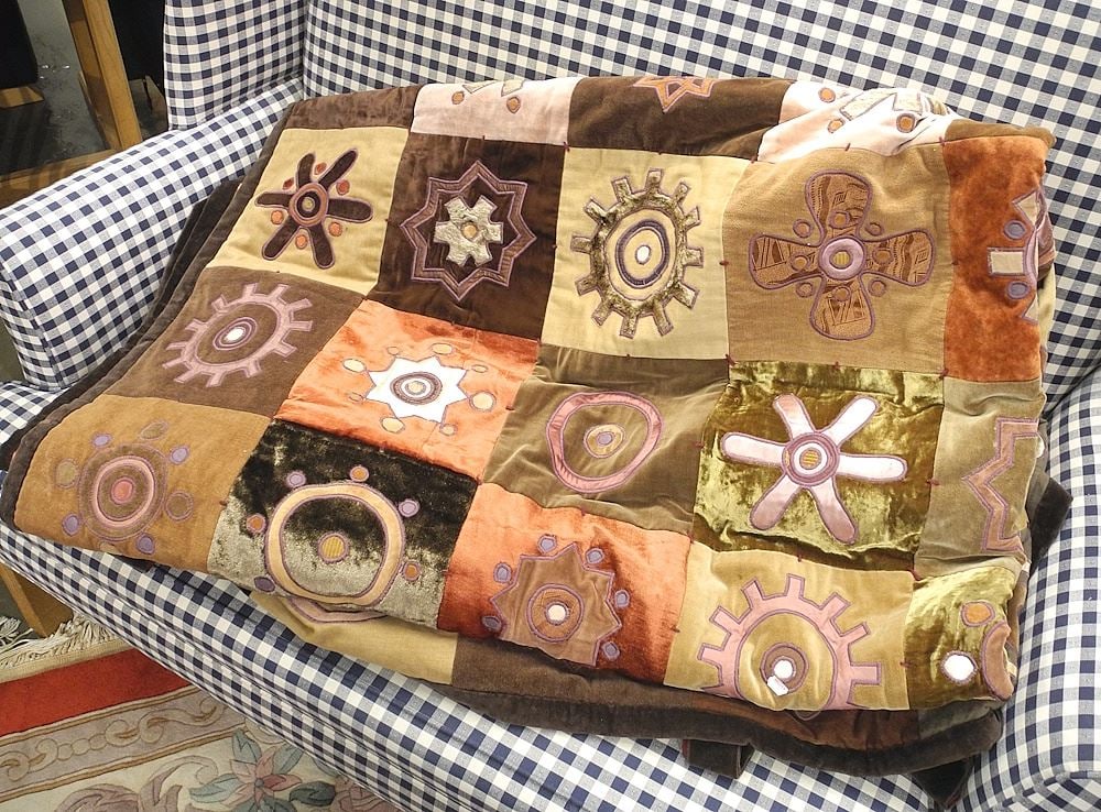 Velvet Embroidery Tapestry Panel, Approximately 94 x 80". (1 of 2)