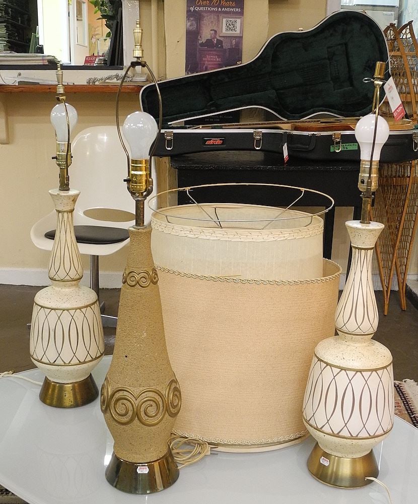 Three 1960's Ceramic Table Lamps, All Approximately 33"h (one cracked) (1 of 1)