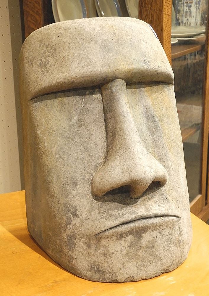 Cast Concrete "Moai" Garden Ornament , 14"h. (1 of 1)