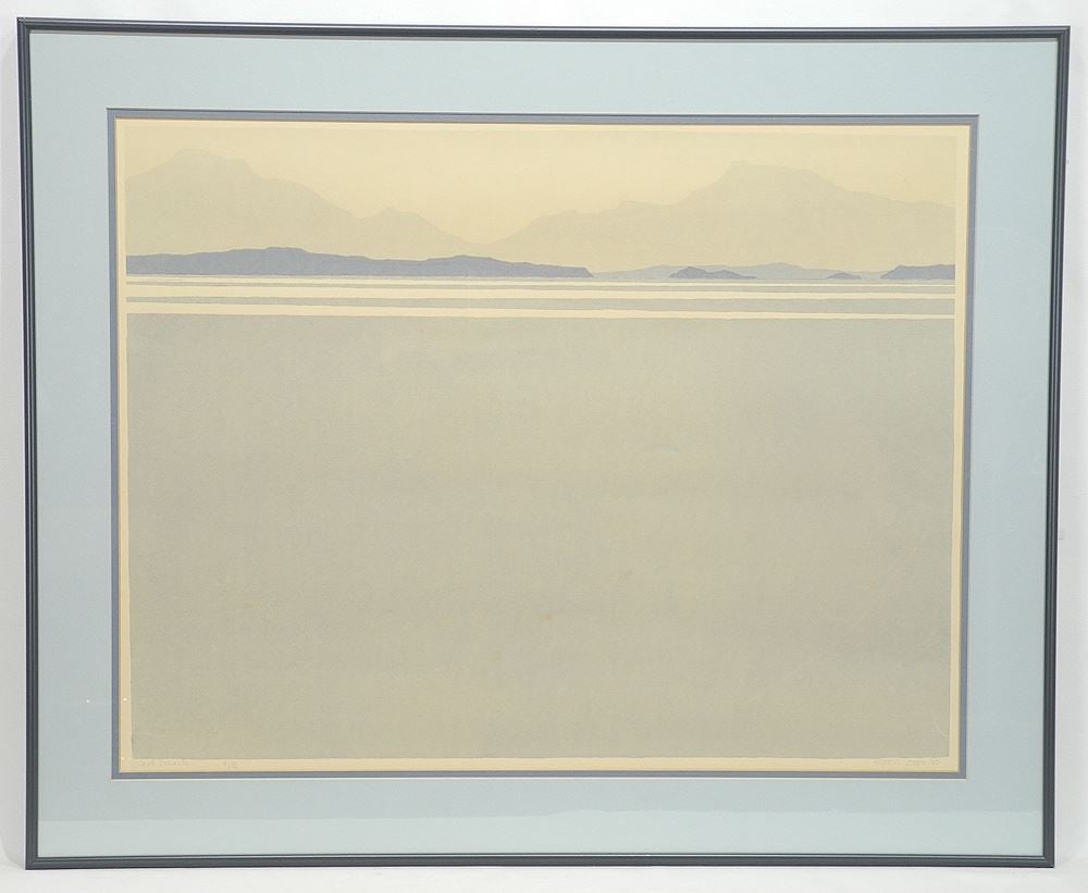Serigraph signed Myron Jones'73, 20 x 25 7/8", "Gulf Islands" #4/8. (1 of 3)