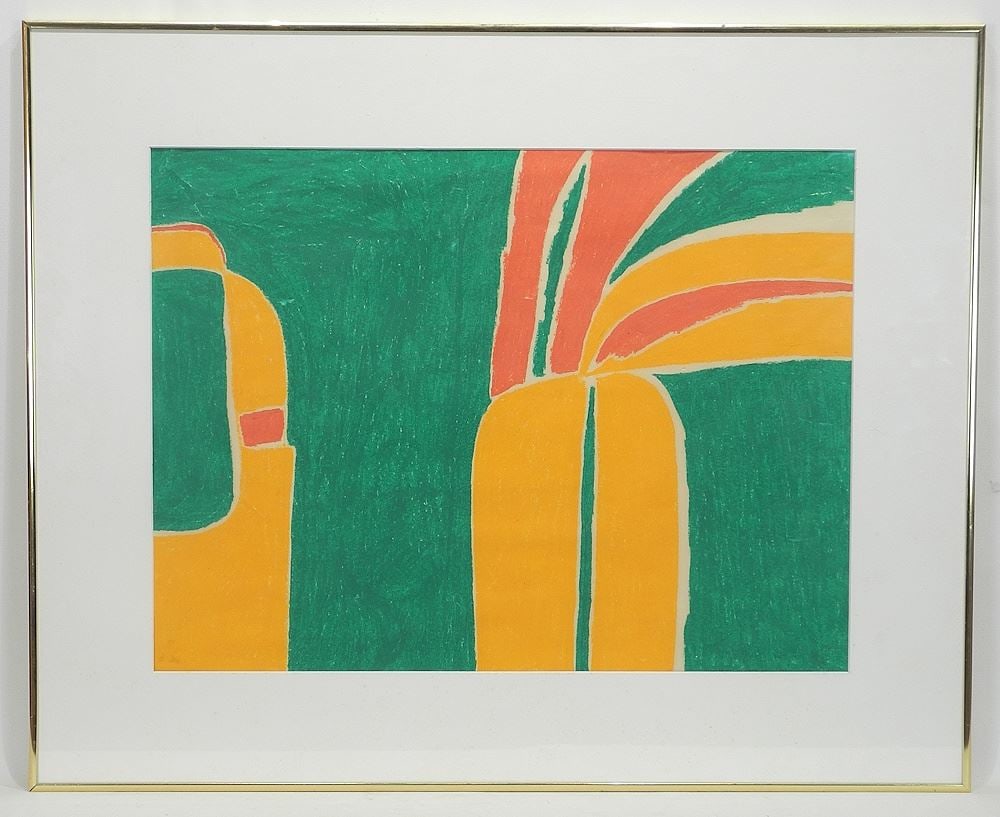 Mixed Media signed Sylva O.Whyte, 17 1/2 x 23 1/2", "Study in Green, Yelloe & Red". (1 of 3)