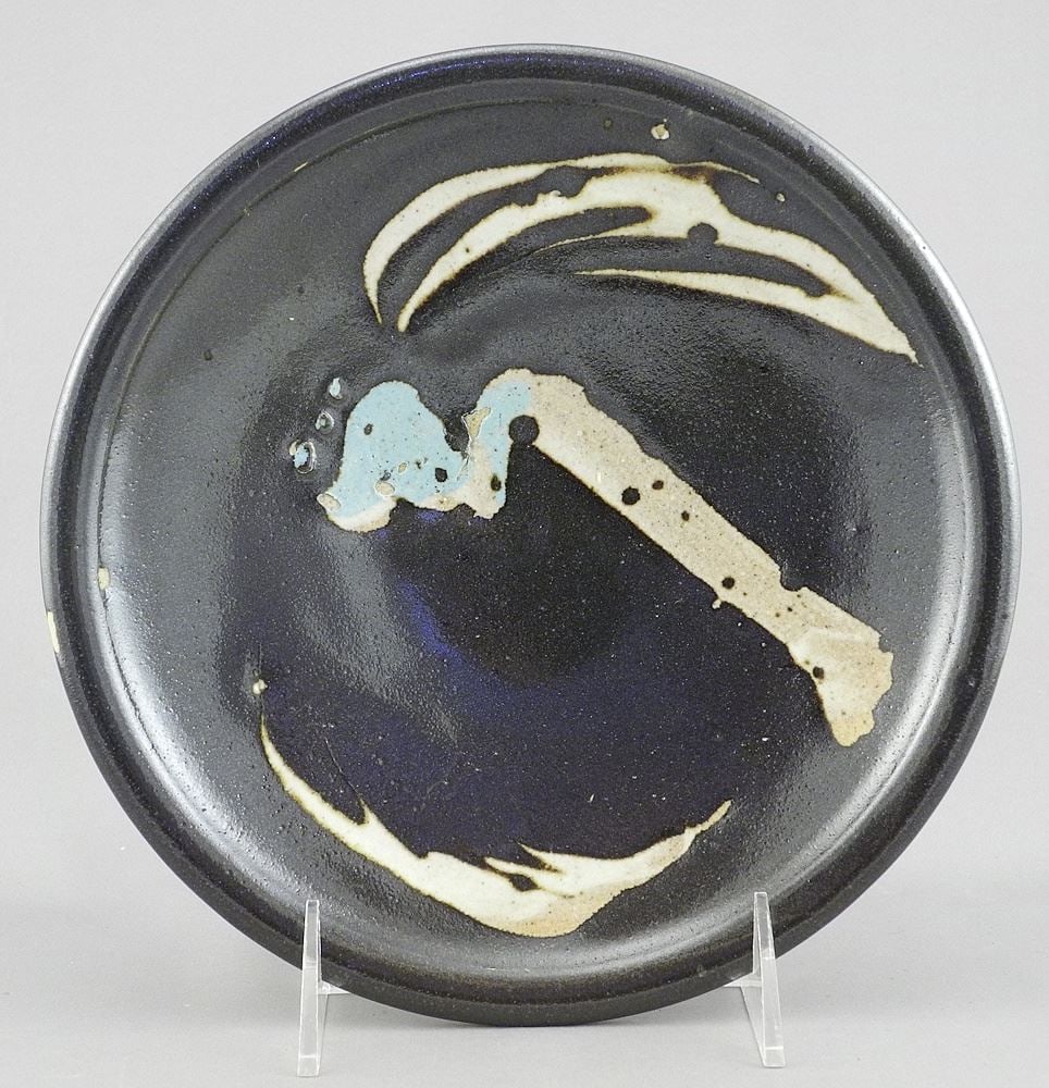 Fine Stoneware Dish with Impressed Mark of Wayne Ngan, 8" Diameter. (1 of 4)