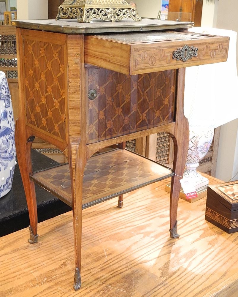19th C. French Marquetry Secretary Cabinet, 28 1/4"h.