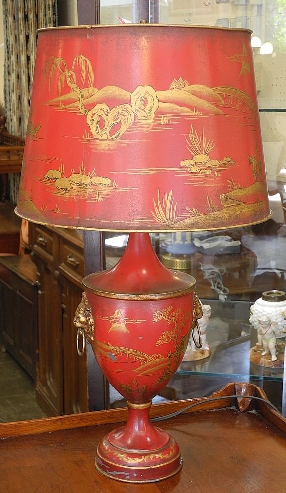 Scarlet Toleware Chinoiserie Table Lamp, 23 3/8"h. (1 of 1)