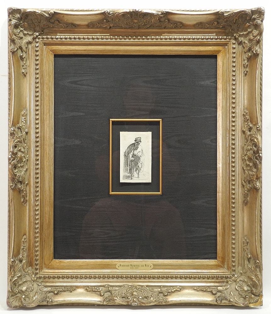 Etching After Rembrandt, 4 3/4 x 3", "Beggar with Wooden Leg".: Etching After Rembrandt, 4 3/4 x 3", "Beggar with Wooden Leg".
