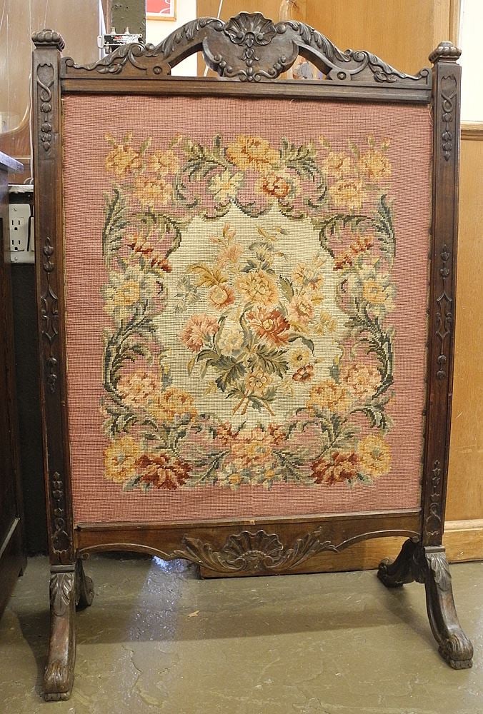 Needlepoint Draft Screen, 40 1/2"h. (condition noted). (1 of 1)
