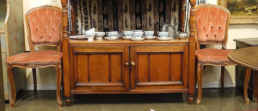 Pair of Louis XV Style Tufted Salon Chairs, 37"h. (1 of 3)