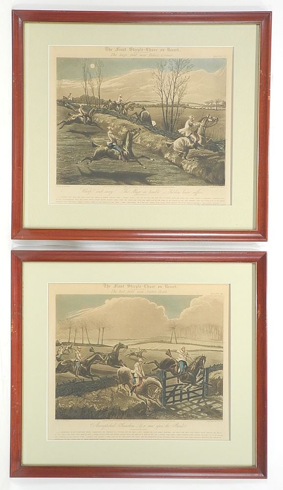 Four H.Alken Steeplechase Engravings , 13 1/8 x 15 3/8", "Accomplished Smashes" Error. (1 of 4)