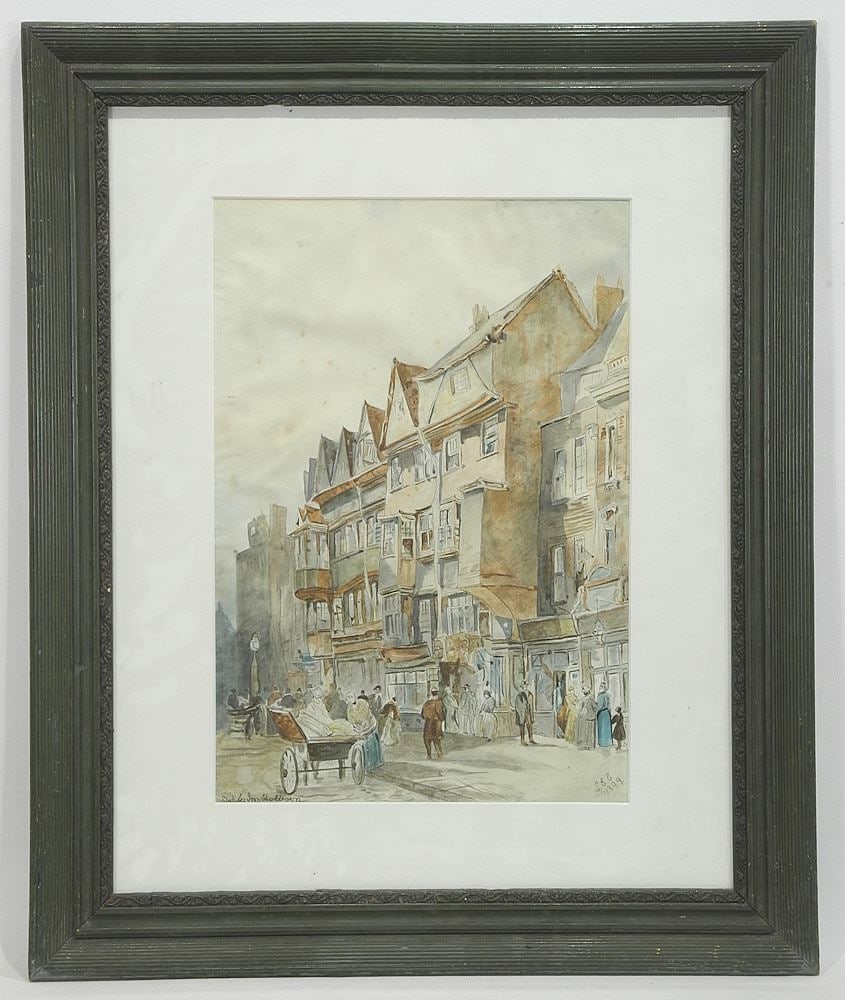 Watercolour Monogrammed LEC (signed Coward Verso) 1899, 15 x 10 1/8", "Staples Inn Holborn". (1 of 5)