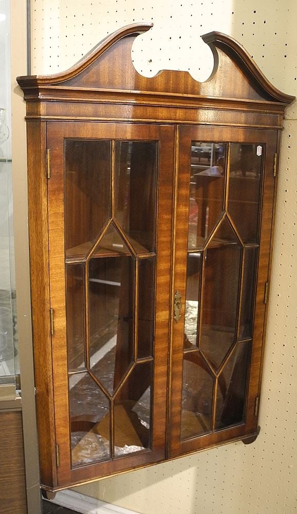 Reprodux Mahogany Corner Cabinet , 41 1/2"h.: Reprodux Mahogany Corner Cabinet , 41 1/2"h.