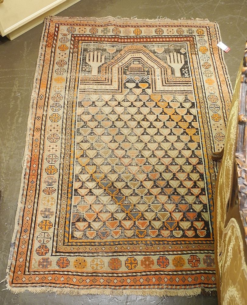 Hand Knotted Prayer Rug Approximately 57 x 39". (1 of 1)