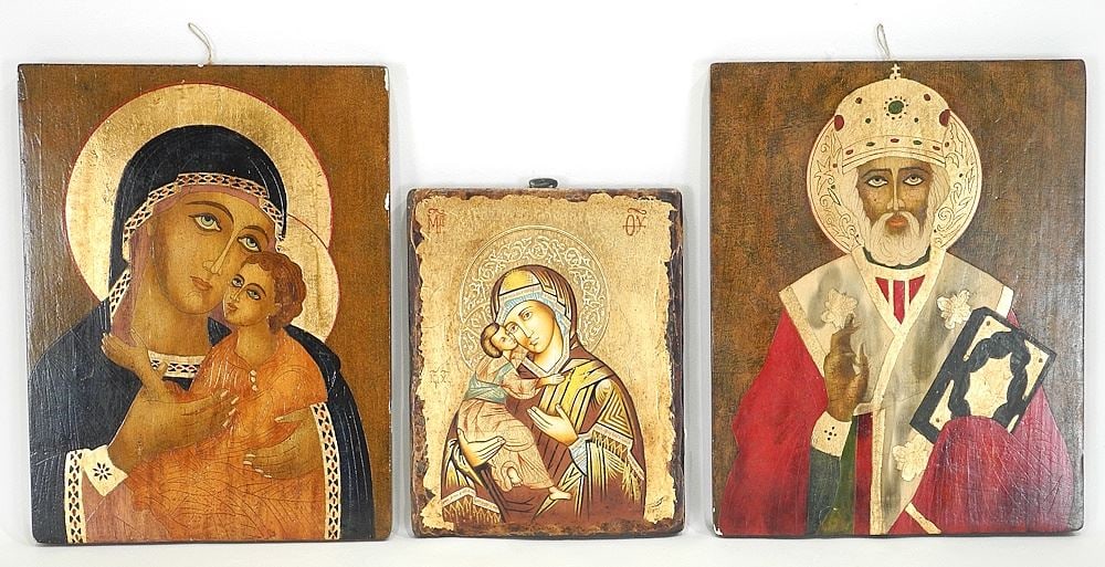 Romanian Orthodox Icons, Largest 12 x 9 1/2", "Various Subjects", 20th C.: Romanian Orthodox Icons, Largest 12 x 9 1/2", "Various Subjects", 20th C.