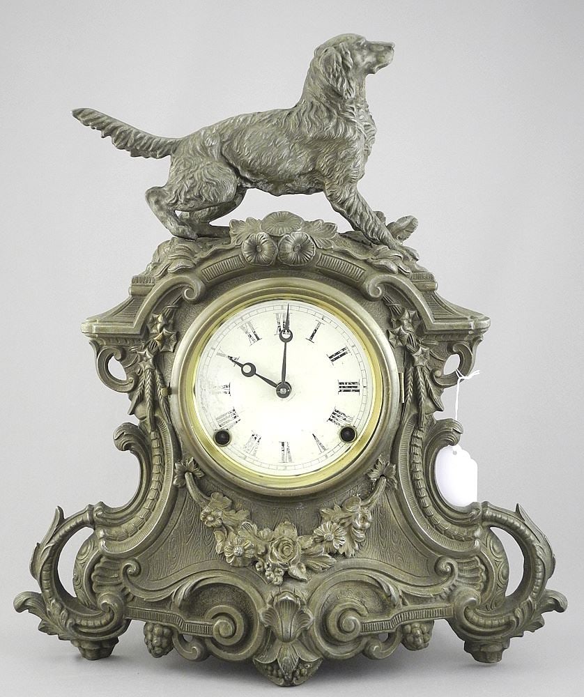 Muller NY Cast Metal Clock with Ansonia Movement, Dial Dated Mar21- 76, 16 x 14 x 4 5/8" (no k (1 of 3)